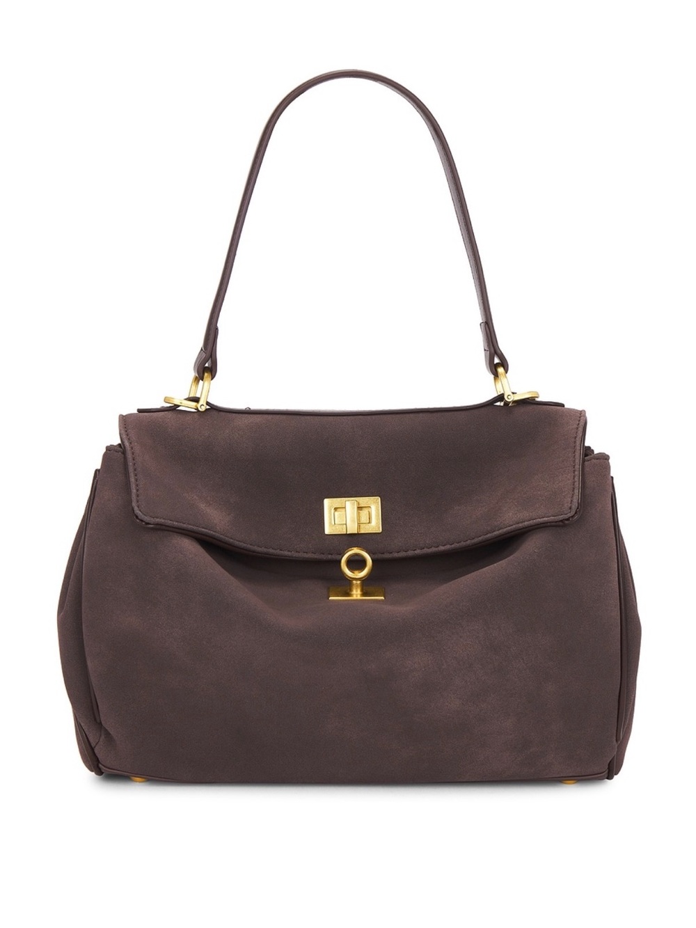 8 Other Reasons Dark Brown Faux Leather Shoulder Bag with Gold Hardware